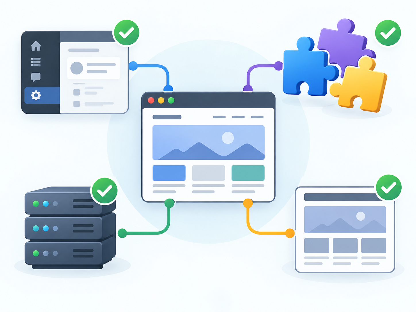 WordPress本体・プラグイン・PHPの互換性を確認するイメージ