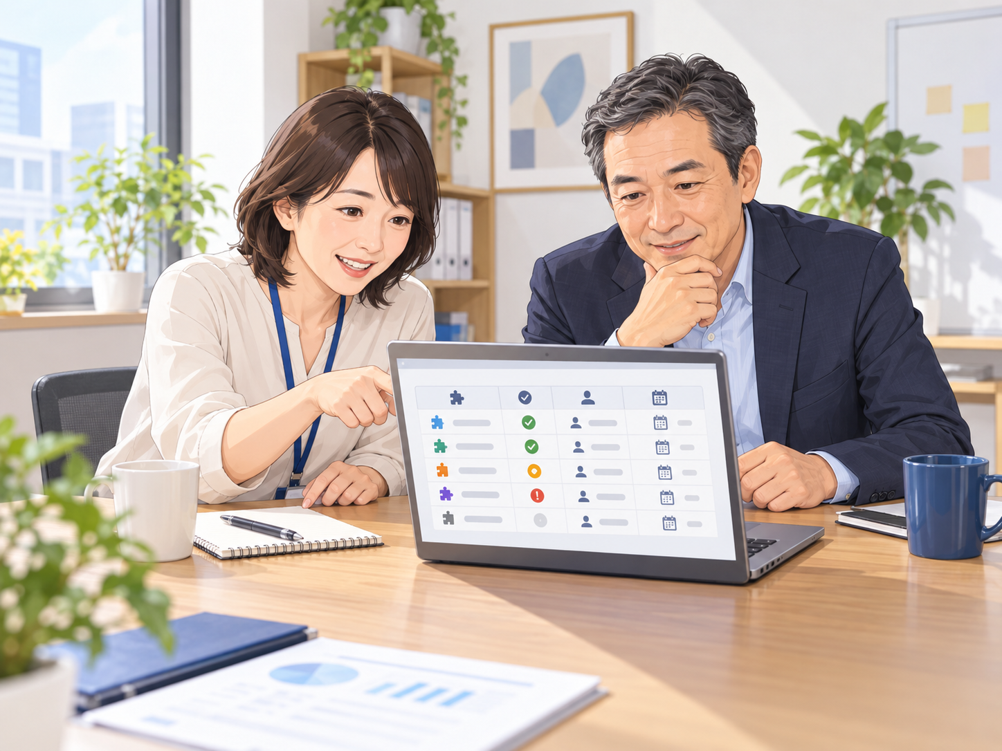 WordPressプラグインの管理台帳を使って更新履歴と担当者を確認するイメージ