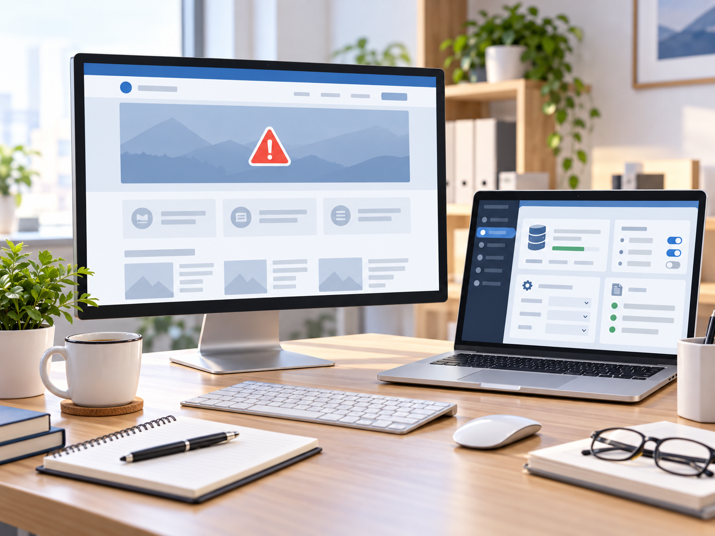 PHP更新後に発生したサイトの不具合を確認し、復旧対応を検討するWeb担当者PHP更新後に発生したサイトの不具合を確認し、復旧対応を検討するWeb担当者