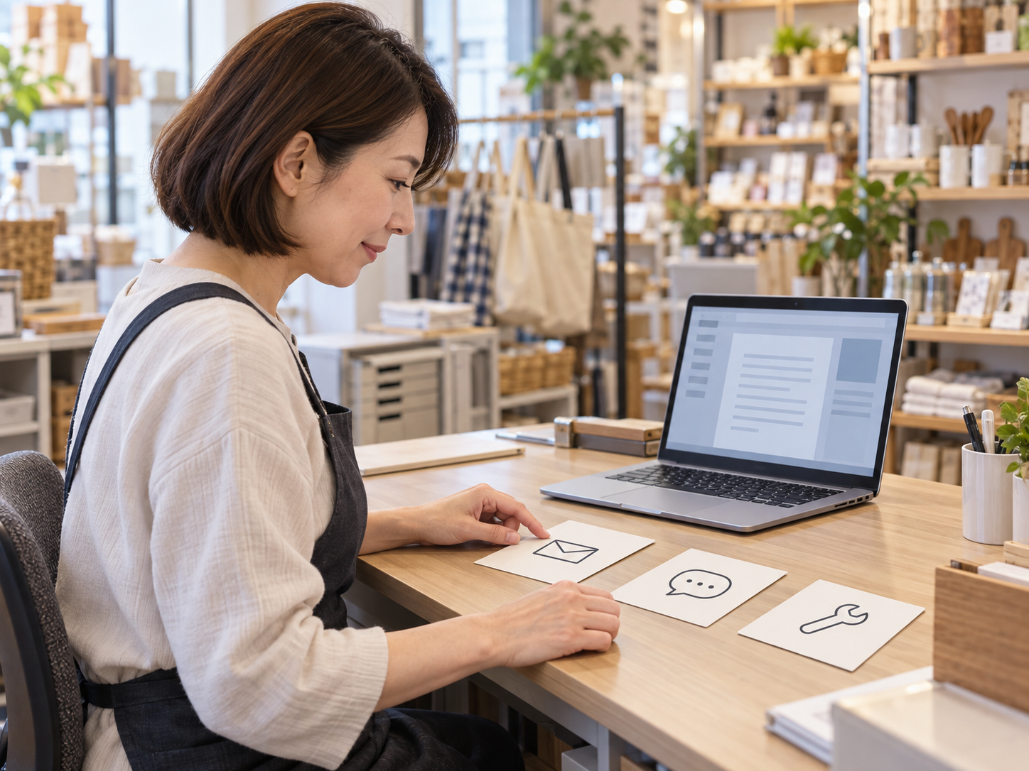 店舗の業務メモを見ながら、最初にAIで試す仕事を選ぶ店長